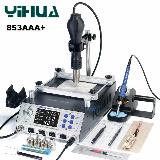 Паяльная станция YIHUA 853AAA + с программируемым управлением, 1200 Вт, с предварительным нагревом, Термофен, 3-в-1, бирюзовый, черный — фото 4
