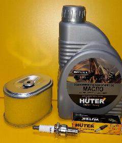 Набор для ТО мотоблока и снегоуборщика "HUTER"(Масло 1л, фильтр возд. свеча F7RTC), желтый, черный