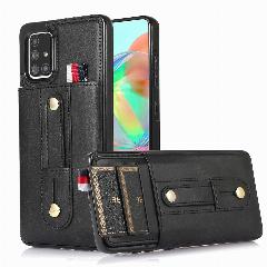 Кожаный чехол для для Samsung Galaxy A51 4G (Самсунг Галакси А51 4G ) кожаный с отделением для карт на Накладка с картхолдером, черный