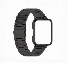 Сменный стальной ремешок браслет MyPads Inox Clip для умных смарт-часов Xiaomi Redmi Watch 2 Lite из нержавеющей стали с раскладным замком-застежко., черный
