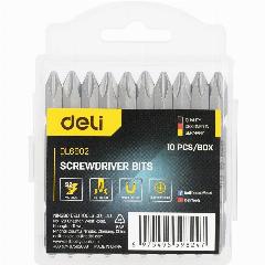 Набор двухсторонних бит 10 шт Deli DL6902 PH2х65мм, сталь S2 с твердостью 58-60HRC, пласт. кейс, серый