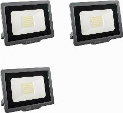 Прожектор JazzWay PFL-C3 10W 6500K 850Лм светодиодный IP65 черный/серый (комплект из 3 шт), холодный белый