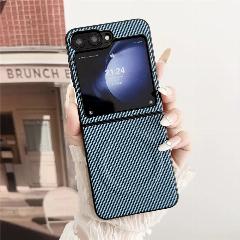 Магнитный чехол-книжка Z 6 из углеродного волокна для Samsung Galaxy Zflip 6 Z Flip 6 5 4 3 Flip5 Magsafe, тонкий матовый чехол с покрытием, Gray blue, Z Flip5
