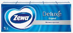 Платочки Zewa, Deluxe, бумажные, носовые, 3 слоя, белый, 10 х 10