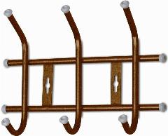 Вешалка Nika, настенная, 3 крючка, металл, цвет медный антик, 28x8.5x21.5 см