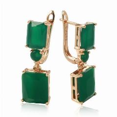 Серьги SYOUJYO, покрытие из розового золота, green