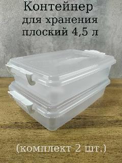 Контейнер для хранения плоский 4.5 л (комплект 2 шт.), прозрачный