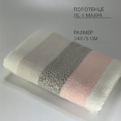 Полотенце "Розовая полоска" 34х75 см, лен+махра, 1 штука