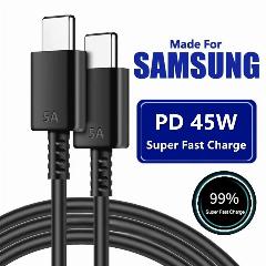 Кабель 5A 45 Вт PD USB-C для сверхбыстрой зарядки типа C для Samsung S21 FE S22 Plus S23 S24 Ultra Note 20 A14 A15 A33 A34 A53 A54 A55, USB-C to USB-C, 1 м