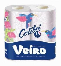 Veiro полотенце бумажное Colibri трехслойное, белое, 2 шт