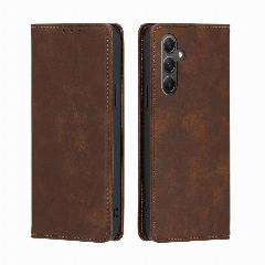 Чехол-книжка MyPads для Samsung Galaxy A34 5G / Самсунг А34 5G, Телячья кожа, закрывающаяся на магнит, коричневый