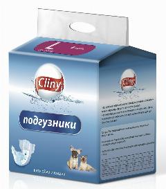 Подгузники Cliny, для собак, 8-16кг, размер L, с индикатором влажности, 8шт, белый