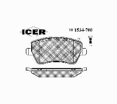 Колодки тормозные, ICER, 181534700, Lada Largus (-ABS), 2180 Vesta(Веста) Nissan Micra