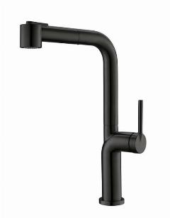 Смеситель BelBagno "Nero", кухонный, выдвижной излив, черный, матовый, черный матовый