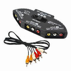 AV RCA кабель-переключатель 3 входа Kebidumei, черный