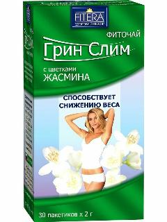 Фиточай "Грин Слим", жасмин, 30 фильтр-пакетов х 2 г