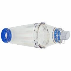 Спейсер для ингаляций для детей и взрослых Free-breath Midi Clear (KRT-03-PETG), синий, 185x68x68 мм
