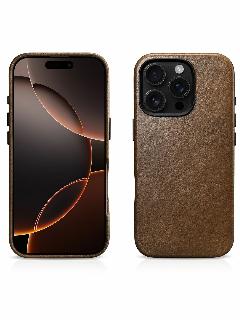 Кожаный чехол накладка с Magsafe Genuine Italian Leather Case для iPhone 16 Pro, коричневый