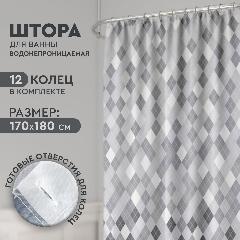 Штора для ванной комнаты Delly 170х180 см. XQ-200, серый/светло-серый