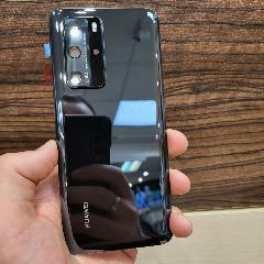 Крышка для Huawei P40 Pro - задняя стеклянная панель "Хорошее качество" (чёрно-серого цвета)