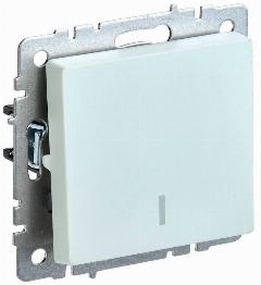 Выключатель 1-кл. СП BRITE ВС10-1-1-БрЖ 10А с инд. жемчуж. IEK BR-V10-1-10-K36, белый