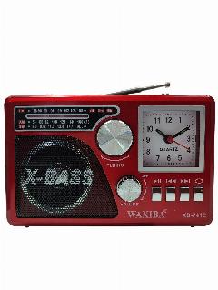Радиоприемник с фонарем, FM-тюнером, USB, microSD, MP3-плеером и часами, красный