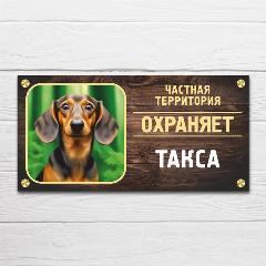 Табличка "Частная территория. Охраняет Такса", 34х17 см, ПВХ