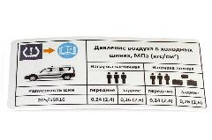 Наклейка информационная о рекомендуемом давлении в шинах на Лада Ларгус Кросс, Ларгус FL Кросс, белая