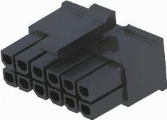 Разъем MOLEX 430251200 Разъем вилка провод-плата "мама" Micro-Fit 3.0 шаг 3мм PIN 12 2x6 на провод без контактов 1шт, черный