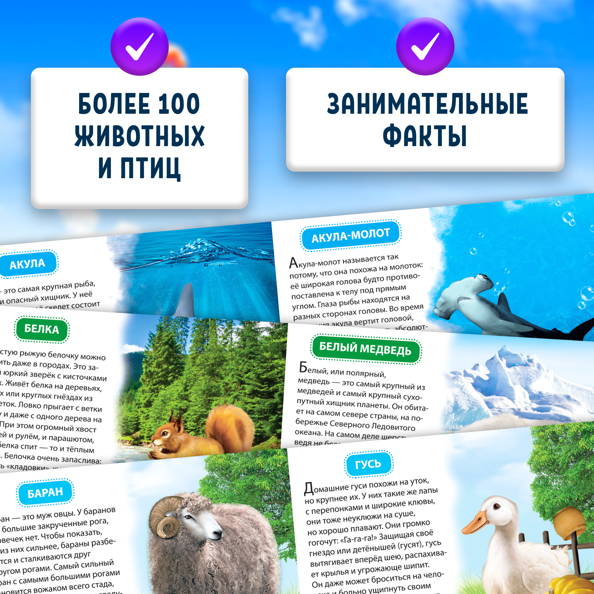 Книги обучающие набор 6 шт. "Узнаём про всё вокруг", 108 животных и птиц, 12x17 см — фото 4