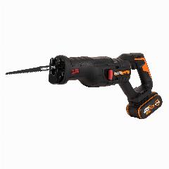 Сабельная пила аккумуляторная бесщеточная WORX WX516, 20В, 4Ач х1, ЗУ 2А., оранжевый, черный