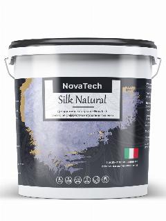 Краска декоративная NovaTech Silk Natural с эффектом натурального шелка 5 л, серебристый, перламутровый
