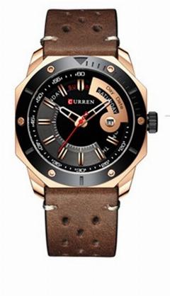 Наручные часы CURREN, розовое золото, черный, коричневый 8344