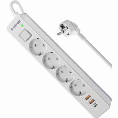 Сетевой фильтр Defender DFS-143 White (99434)