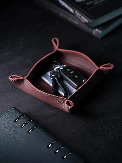 Кофр для хранения ключей, мелочи из натуральной кожи, Kofry Bourbon J.Audmorr, виски 12х12 см, бурбон