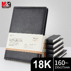 Chenguang (M&G) Stationery, Black Soft Leather Cover Notebook, Meeting Office Supplies, Conference Record Book, Diary, Journal, Business B5/18K, 160 Sheets Per Book, APY1DK78