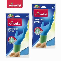 Перчатки латексные Vileda Comfort Extra, размер: L, комплект: 2 пары, 146264-2, синий