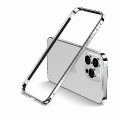 Алюминиевый металлический бампер с рамкой для iPhone 16, 15, 14, 13, 12 Pro Max, ультратонкие защитные жесткие задние бамперы из легкого сплава, Silver, For iPhone 13