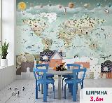 Фотообои детские MOBI DECOR "Карта мира" флизелиновые на стену для девочки или для мальчика №7 300x250 см., светло-зеленый — фото 4