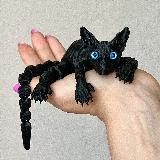 Игрушка антистресс Кот сфинкс подвижный, пластик, черный, 22,5см, синие стеклянные глаза, черный/синий, 22.5x3.6 см — фото 3