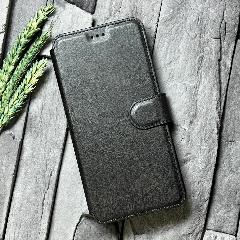 Чехол книжка для Realme 12(5G)/Realme 13(5G) кожаный с магнитной застежкой (Реалми 12 5G/Реалми 13 5G) с хлястиком, с функцией подставки, черный