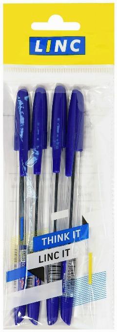 Шариковые ручки LINC "Corona Plus", синие, 0,7 мм, круглый корпус, 4 шт (3002N/blue/4), cиний, темно-синий