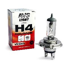 Галогенная лампа AVS Vegas, цоколь H4, мощность 60 Вт, напряжение 12В, 1 шт, 3200 K