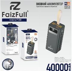 Портативный аккумулятор Power Bank Faiz Full 40000 mAh/ Дисплей/ Фонарь / PD+QC3.0, 22.5W/черный