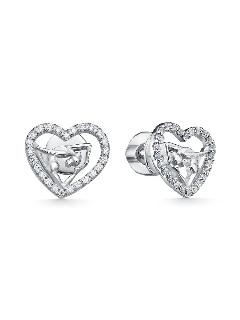Серьги пусеты MSJewellery, серебро, 925 проба, родирование, фианит, белый/серебристый