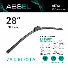 ABSEL Щетка стеклоочистителя бескаркасная 700мм ZA000700A для FORD FOCUS III 2010-2020, KUGA II 2013-2019; OPEL ZAFIRA / ZAFIRA FAMILY B 2005-2019, ASTRA J 2009-н. в., черный