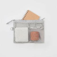 MUJI Recycled Polyester Fiber Double Zipper Bag M Light Grey