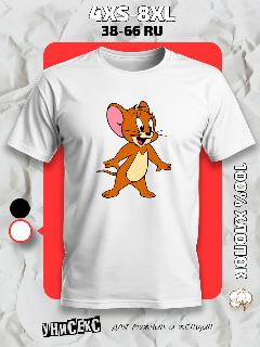 Футболка с принтом том и джерри tom and jerry, белый, 50