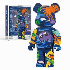 Конструктор 3D Из Миниблоков / BearBrick Медведь: с граффити, синий 3470 дет. MY97046 / Подарок, 148x108x290