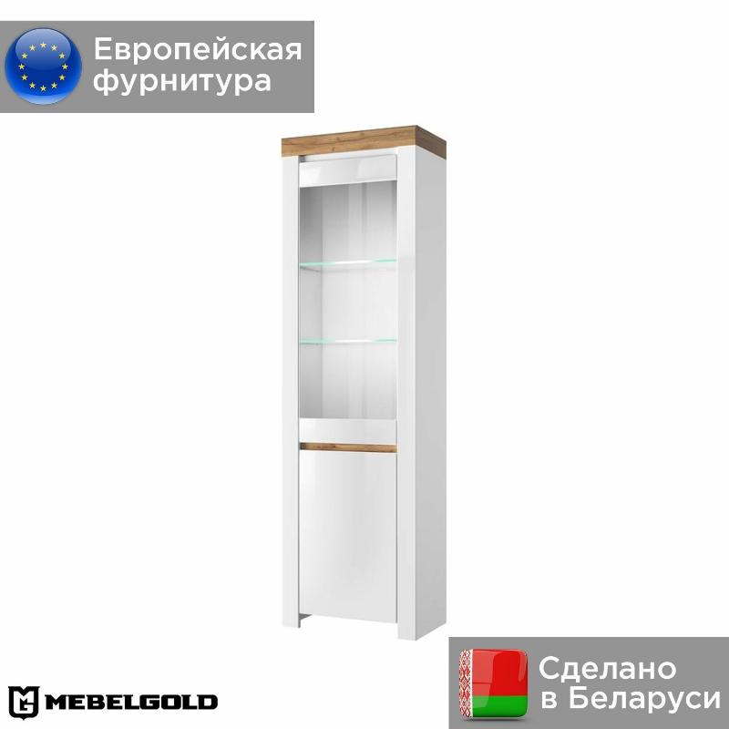 Шкаф с витриной Таурус / Taurus 1V1D МебельГолд, 60х36х203 см